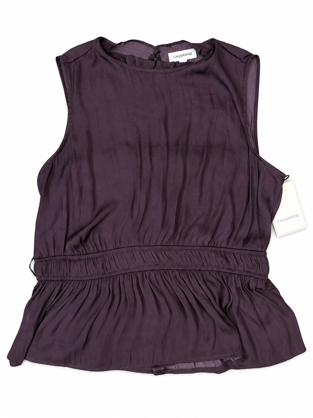 Callahan Sleeveless Peplum Camisole in Deep Plum